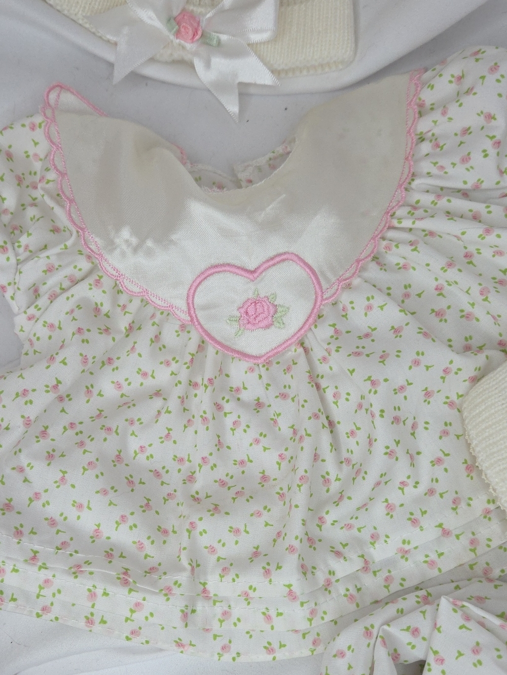 Baby Born Pink Floral Dress Sweater Hat Outfit Vtg 90s Zapf Creation Rare - Picture 4 of 7
